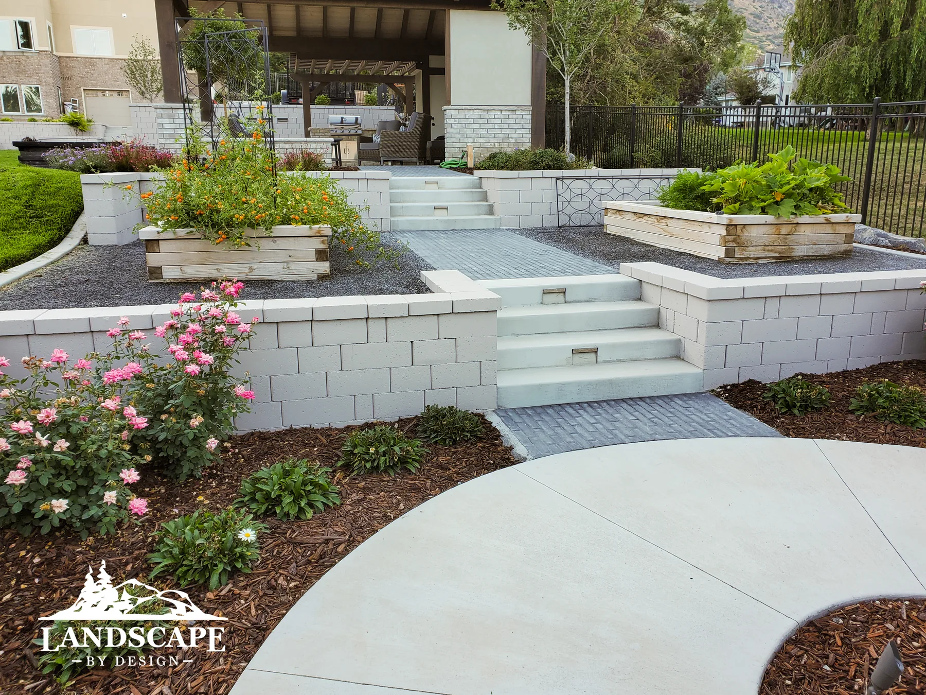 Craft/Hardscape/Steps/White Stone Steps From Pavilion