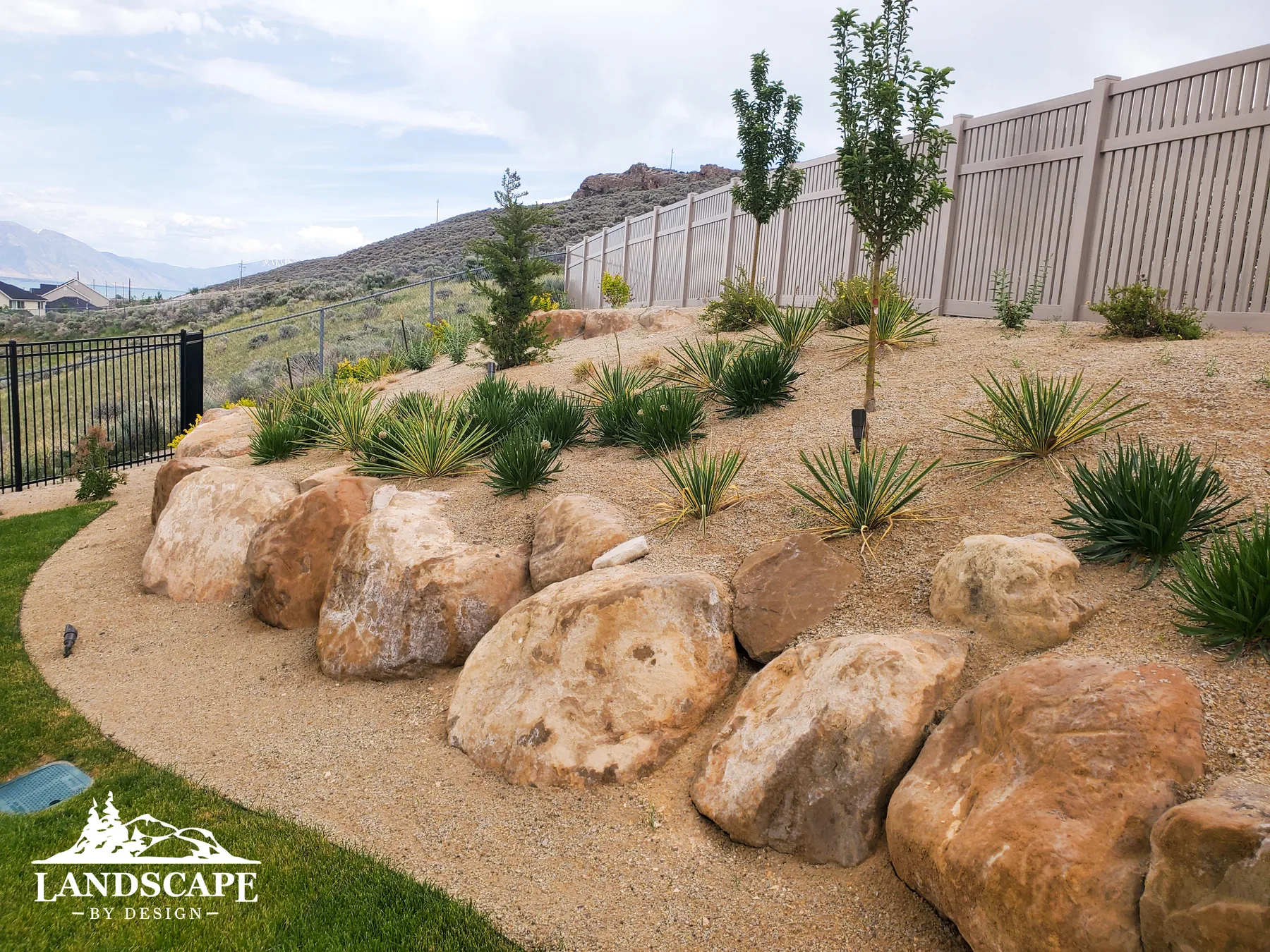 Craft/Planting/Planting And Boulder Wall Hill
