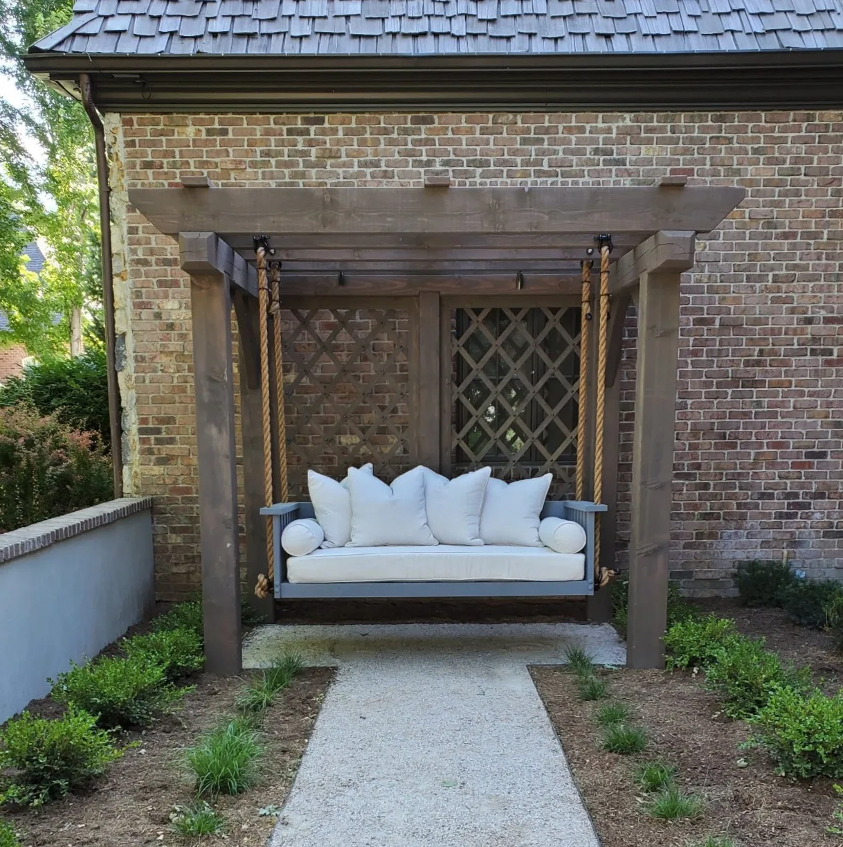 Craft/Structures/Pergolas/Brown Pergola With Swing
