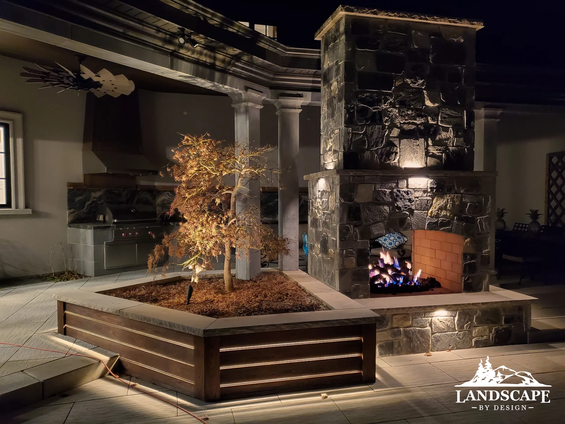 Fireplace Planter Lighting