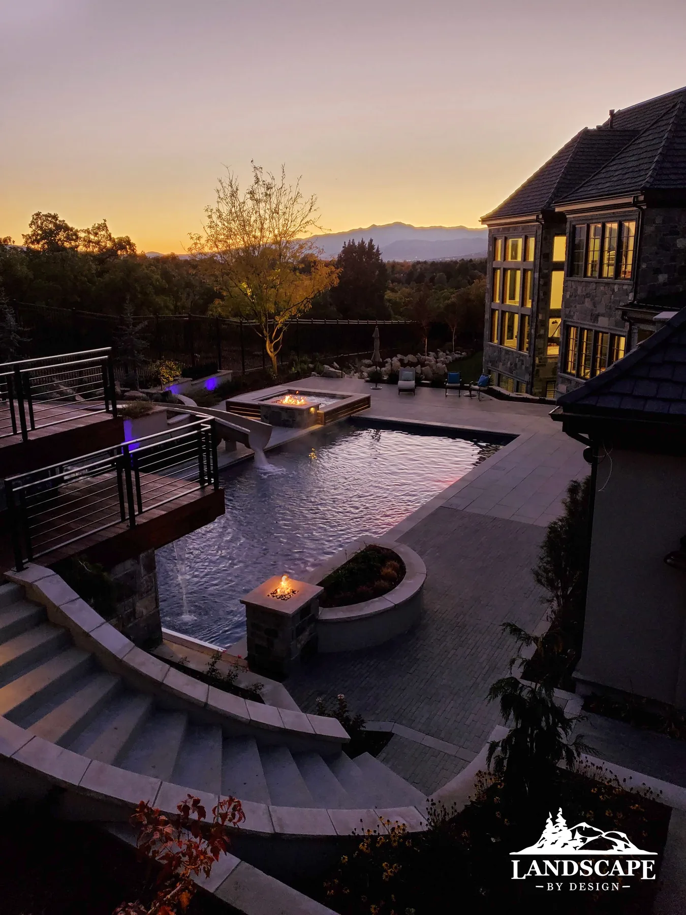 Sunset Stairs And Pool Vertical