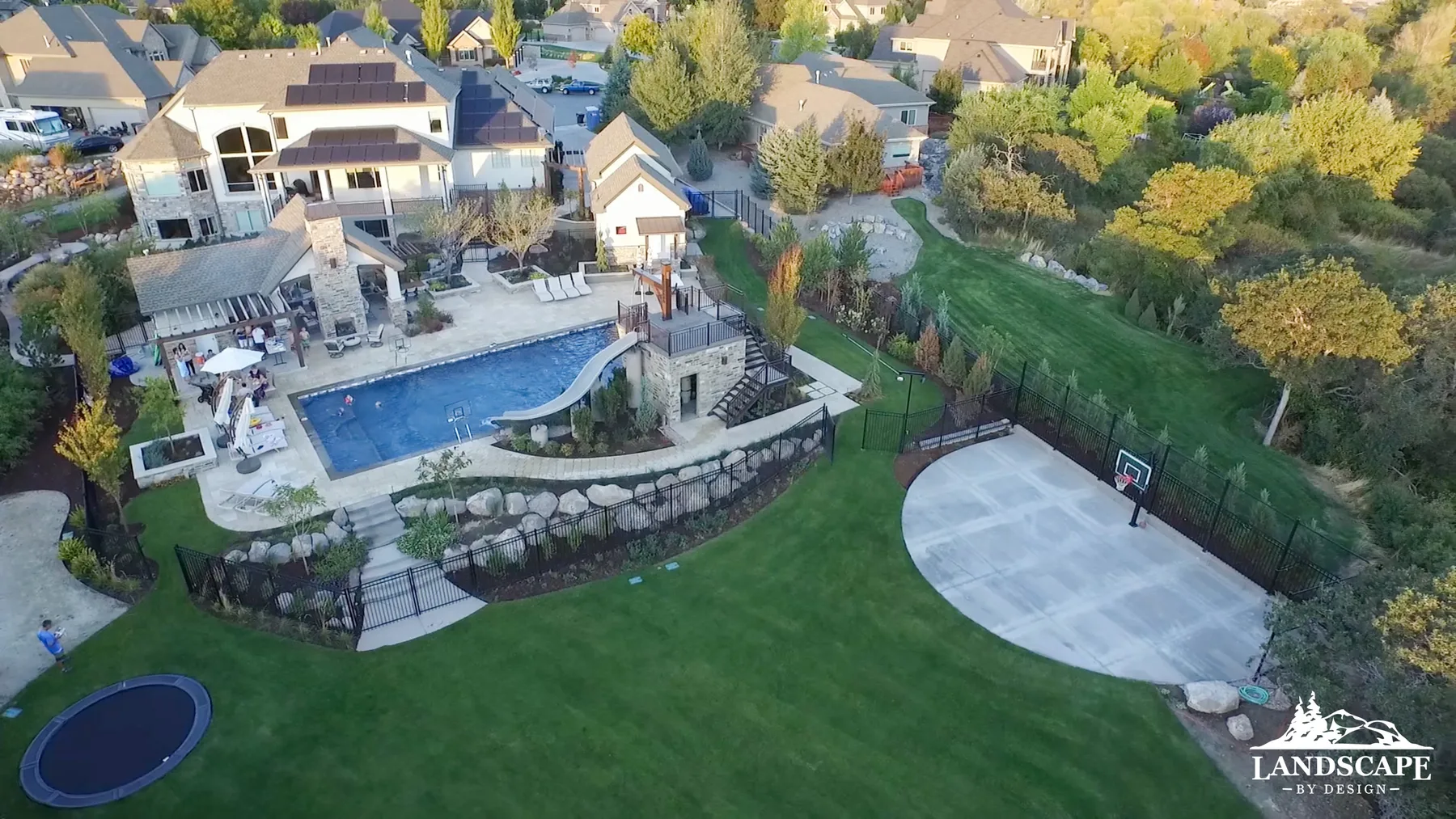 Pool Yard Court Aerial